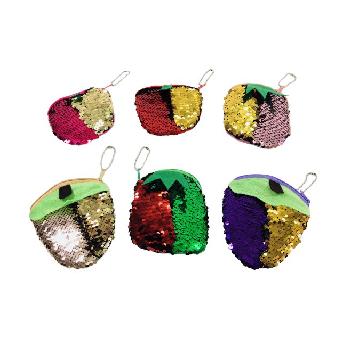 4.5"x4" Reversible Sequin Change Purse [Fruit]